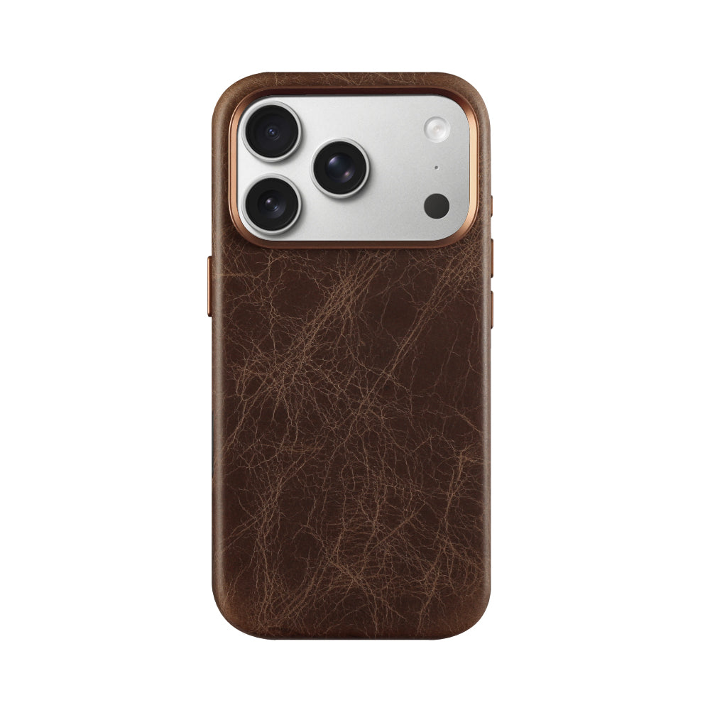 Case for iPhone 17 Pro Max - TUSCANIA Leather Case - Brown