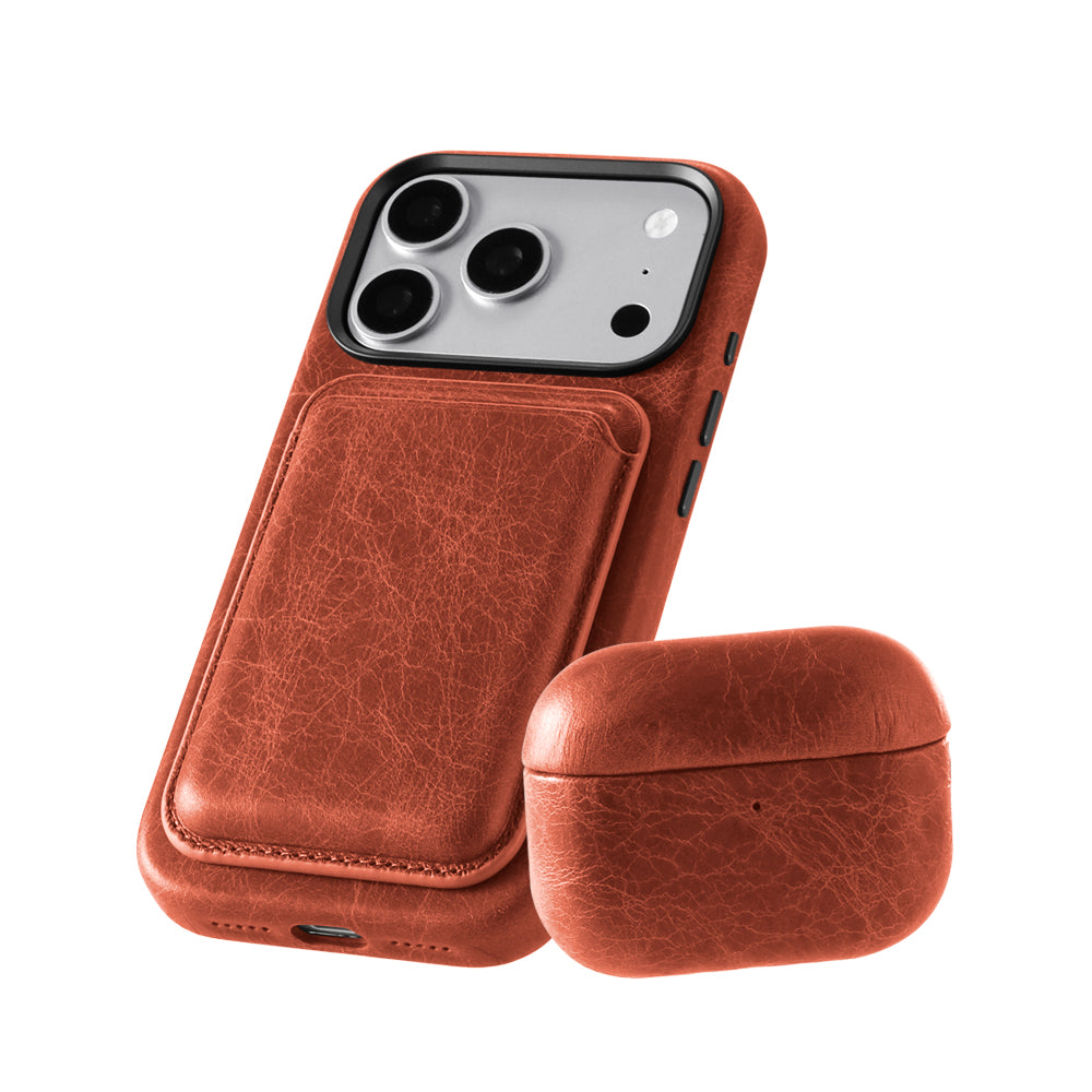 MagSafe Wallet - TUSCANIA Leather - Orange