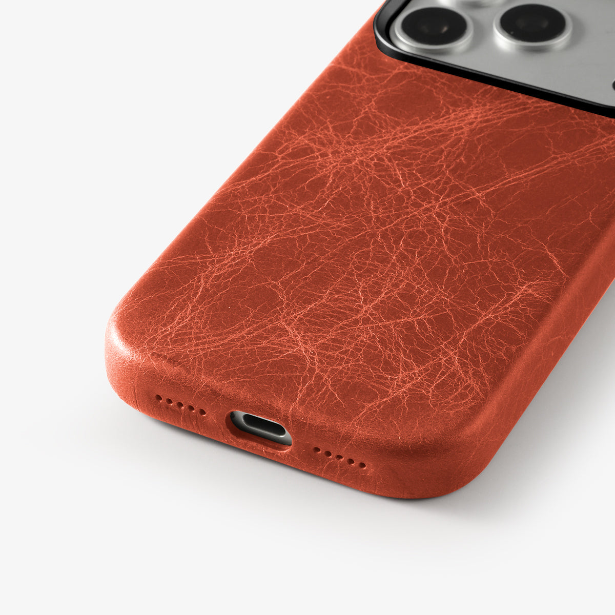 Case for iPhone 17 Pro Max - TUSCANIA Leather Case - Orange